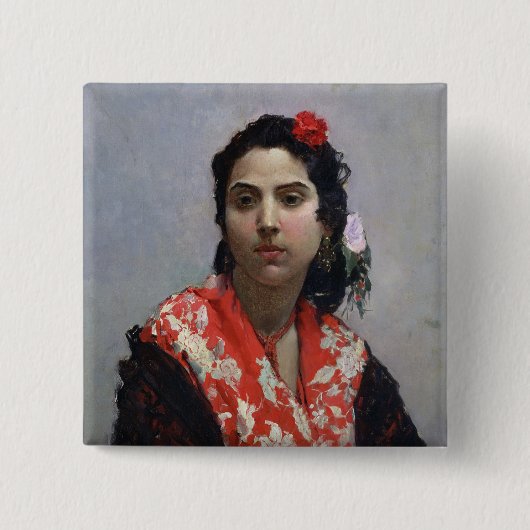 Gypsy Woman Vierkante Button 5,1 Cm (Voorkant)