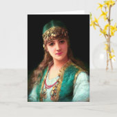 Gyptische vrouw elegante bohemienbuikdanseres kaart (Gele Bloem)