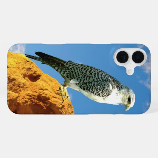 Gyrfalcon neergestreken op een rots telefoonhoes iPhone hoesje (Achterkant horizontaal)