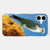 Gyrfalcon neergestreken op een rots telefoonhoes iPhone hoesje (Achterkant horizontaal)
