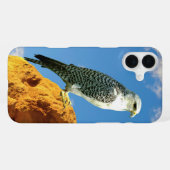 Gyrfalcon neergestreken op een rots telefoonhoes iPhone hoesje (Achterkant horizontaal)