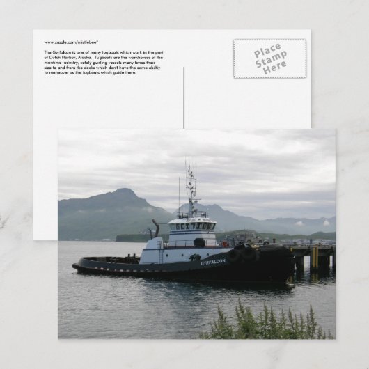 Gyrfalcon Tugboot in de Nederlandse haven, AK Briefkaart (Voorkant / Achterkant)