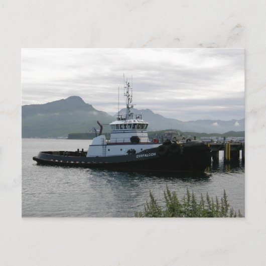 Gyrfalcon Tugboot in de Nederlandse haven, AK Briefkaart (Voorkant)