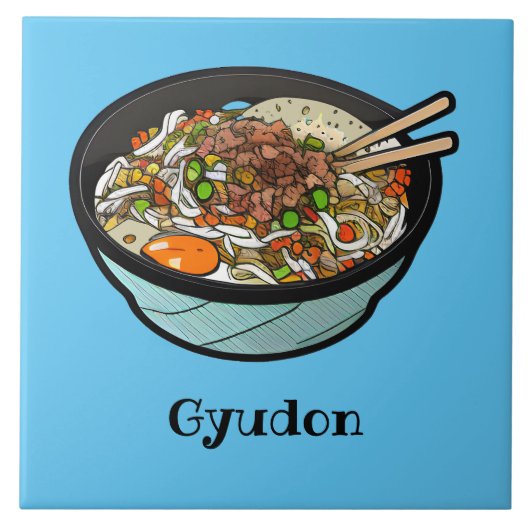 Gyudon (Japanse rijstschotel voor rundvlees) Tegeltje (Voorkant)
