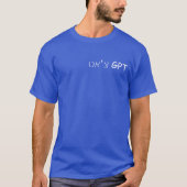 H001b - "צ'א ט GPT. ר..צ・ 0000ת"Blue T-shirt (Voorkant)