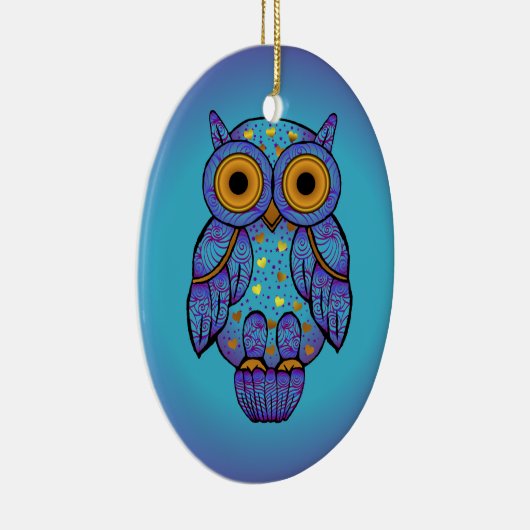 H00t Owl Blue Moon Oval Ornament (Rechts)