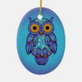 H00t Owl Blue Moon Oval Ornament (Voorkant)