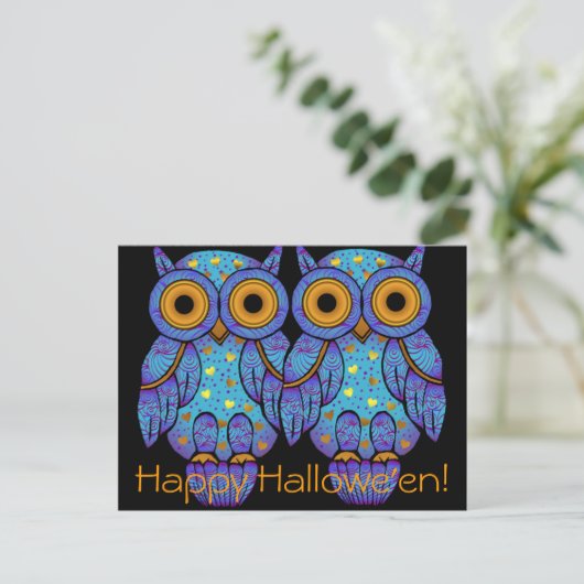 H00t Owl Halloween Briefkaart (Staand voorkant)