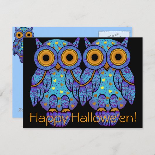 H00t Owl Halloween Briefkaart (Voorkant / Achterkant)