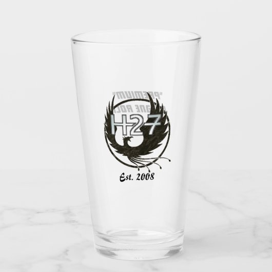 H27 Zwart Marmer Logo Pint Glas (Voorkant)