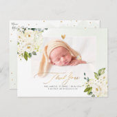 H2 Alabaster Rozen Hydrangea Baby shower Briefkaar Briefkaart (Voorkant / Achterkant)