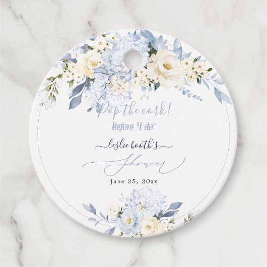 H2 Blau Hortensia Crème Rozen Bruiloftsfeest Bedankjes Labels (Voorkant)