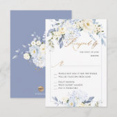 H2 Blau Hortensia Crème Rozen RSVP kaarten (Voorkant / Achterkant)