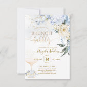 H2 Bloemen Ice Blue Hyde Cream Rozen Bridal Brunch Kaart (Voorkant)