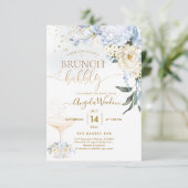 H2 Bloemen Ice Blue Hyde Cream Rozen Bridal Brunch Kaart (Staand voorkant)