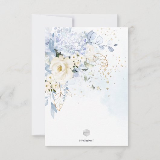 H2 Bloemen Ice Blue Hyde Cream Rozen Bridal Brunch Kaart (Achterkant)