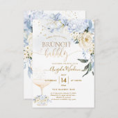 H2 Bloemen Ice Blue Hyde Cream Rozen Bridal Brunch Kaart (Voorkant / Achterkant)