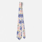 H2 Bloemen Mediterraan Blauw Blush Rozen Stropdas (Voorkant)