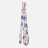 H2 Bloemen Mediterraan Blauw Blush Rozen Stropdas (Achterkant)