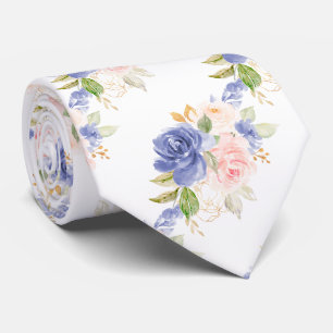 H2 Bloemen Mediterraan Blauw Blush Rozen   Stropdas