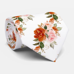 H2 Bloemen Roest Oranje Blush Rozen Stropdas