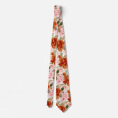 H2 Bloemen Roest Oranje Blush Rozen Stropdas (Achterkant)