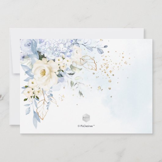 H2 Bloemen Witte ijsblauwe bruin Brunch Kaart (Achterkant)