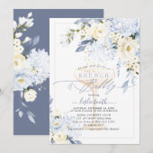H2 Blue Hydrangea Cream Rozen Brunch Bubleble Kaart (Voorkant / Achterkant)