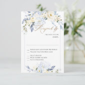 H2 Blue Hydrangea Cream Rozen RSVP-kaarten Kaart (Staand voorkant)