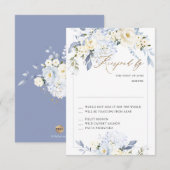 H2 Blue Hydrangea Cream Rozen RSVP-kaarten Kaart (Voorkant / Achterkant)