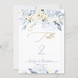 H2 Blue Hydrangea Cream Rozen Tafelnr. Kaart
