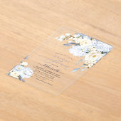 H2 Blue Hydrangea Cream Rozen Vrijgezellenfeest Acryl Uitnodigingen (Laagn)