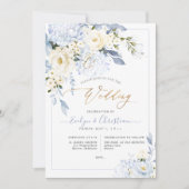 H2 Blue Hydrangea Cream Rozen Weddenschap Kaart (Voorkant)