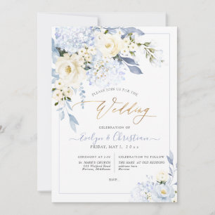 H2 Blue Hydrangea Cream Rozen Weddenschap Kaart