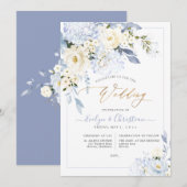 H2 Blue Hydrangea Cream Rozen Weddenschap Kaart (Voorkant / Achterkant)