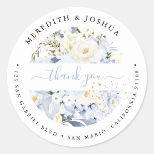 H2 Blue Hydrangea Cream Rozen Wedstrijden Klasse Ronde Sticker