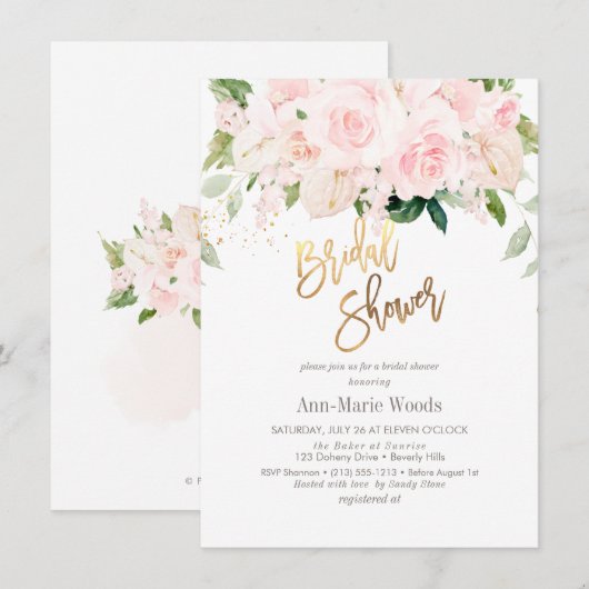 H2 Blush Anthuriums Roos Peonies Vrijgezellenfeest Kaart (Voorkant / Achterkant)