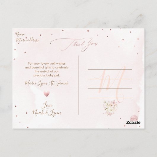 H2 Blush Cream Rozen Hydrangea Baby shower Briefkaart (Achterkant)