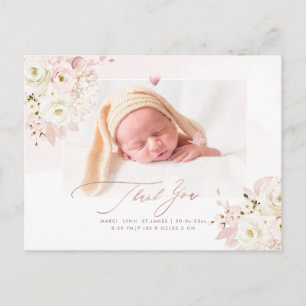 H2 Blush Cream Rozen Hydrangea Baby shower Briefkaart