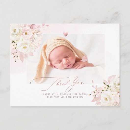 H2 Blush Cream Rozen Hydrangea Baby shower Briefkaart (Voorkant)
