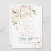 H2 Blush Hydrangea Cream Rozen repetitie Dinner Kaart (Voorkant)