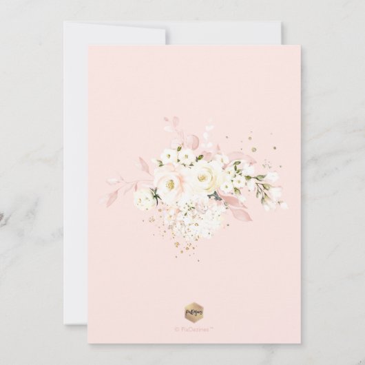 H2 Blush Hydrangea Cream Rozen repetitie Dinner Kaart (Achterkant)