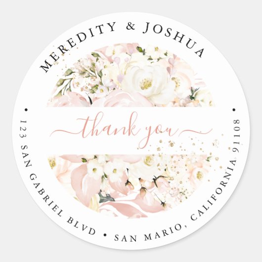H2 Blush Hydrangea Cream Rozen Trouwgunsten Ronde Sticker (Voorkant)