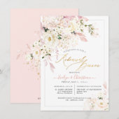 H2 Blush Hydrangea Crème Rozen Oefenavondmaal Kaart (Voorkant / Achterkant)