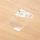 H2 Blush Hydrangea Crème Rozen Oefendiner Acryl Uitnodigingen (Laagn)