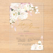 H2 Blush Hydrangea Crème Rozen Oefendiner Acryl Uitnodigingen (Voorkant)