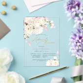 H2 Blush Hydrangea Crème Rozen Oefendiner Acryl Uitnodigingen (Insitu (Huwelijk))