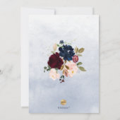 H2 Blush Navy Burgundy Flowers Bridal Lunch Kaart (Achterkant)