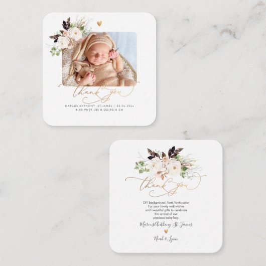 H2 Blush Rozen Dragonfly Shower Hartelijk dank Notitiekaartje (Voorkant / Achterkant)