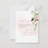 H2 Blush Rozen Geboorte Aankondiging Douche Dank u (Achterkant)